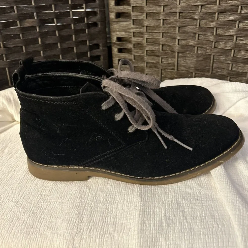 Franco Vanucci Men's Faux-Suede Leather Chukka Boot Black (Size 9.5)